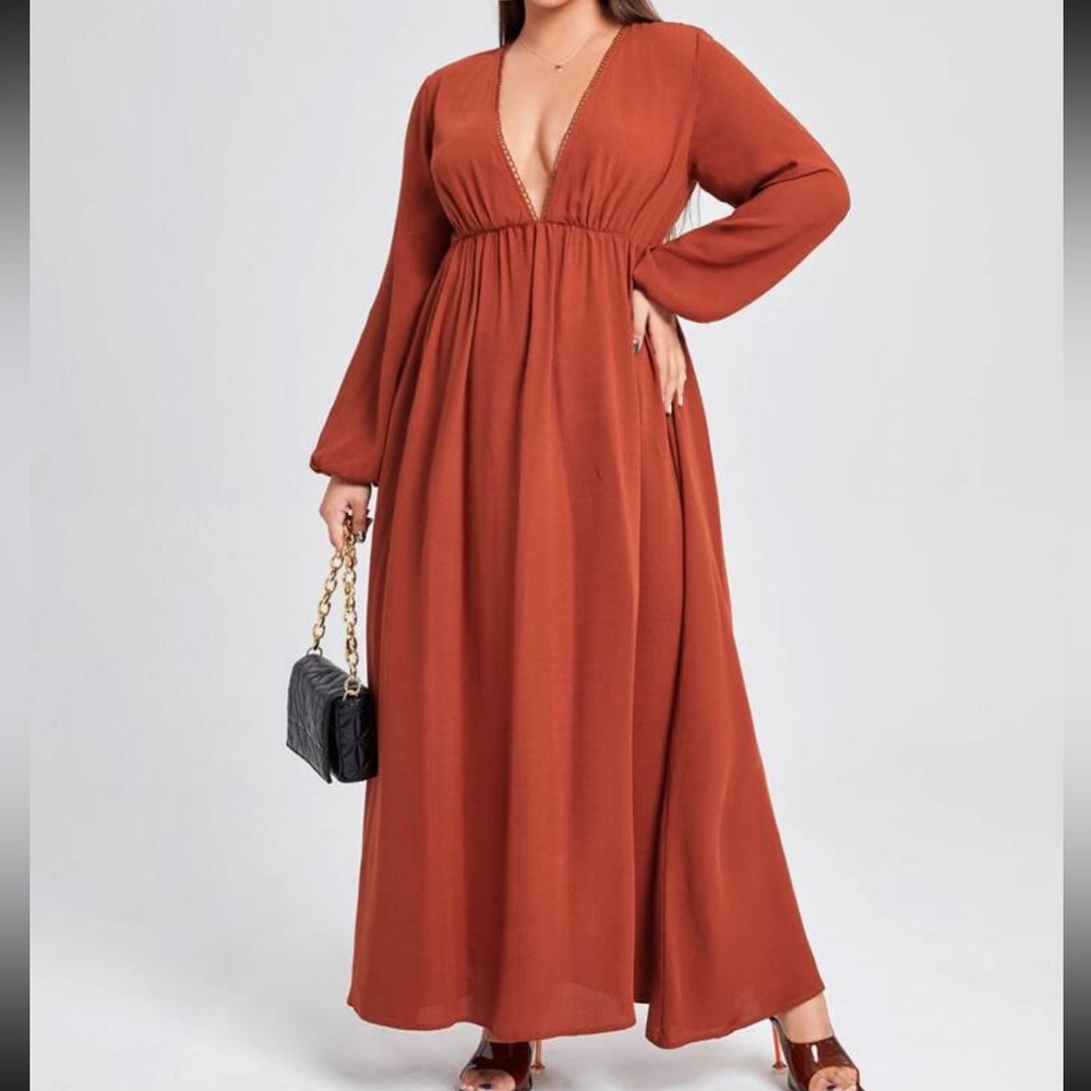 NWOT Shein Plunge Lantern Sleeve Dress